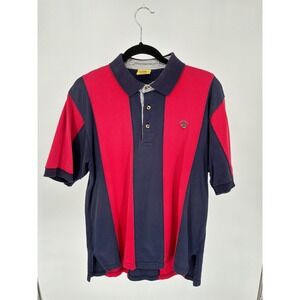 Vintage Duck Head Polo Shirt XL Mens Red Navy Blue Colorblock 90s Cotton Pique